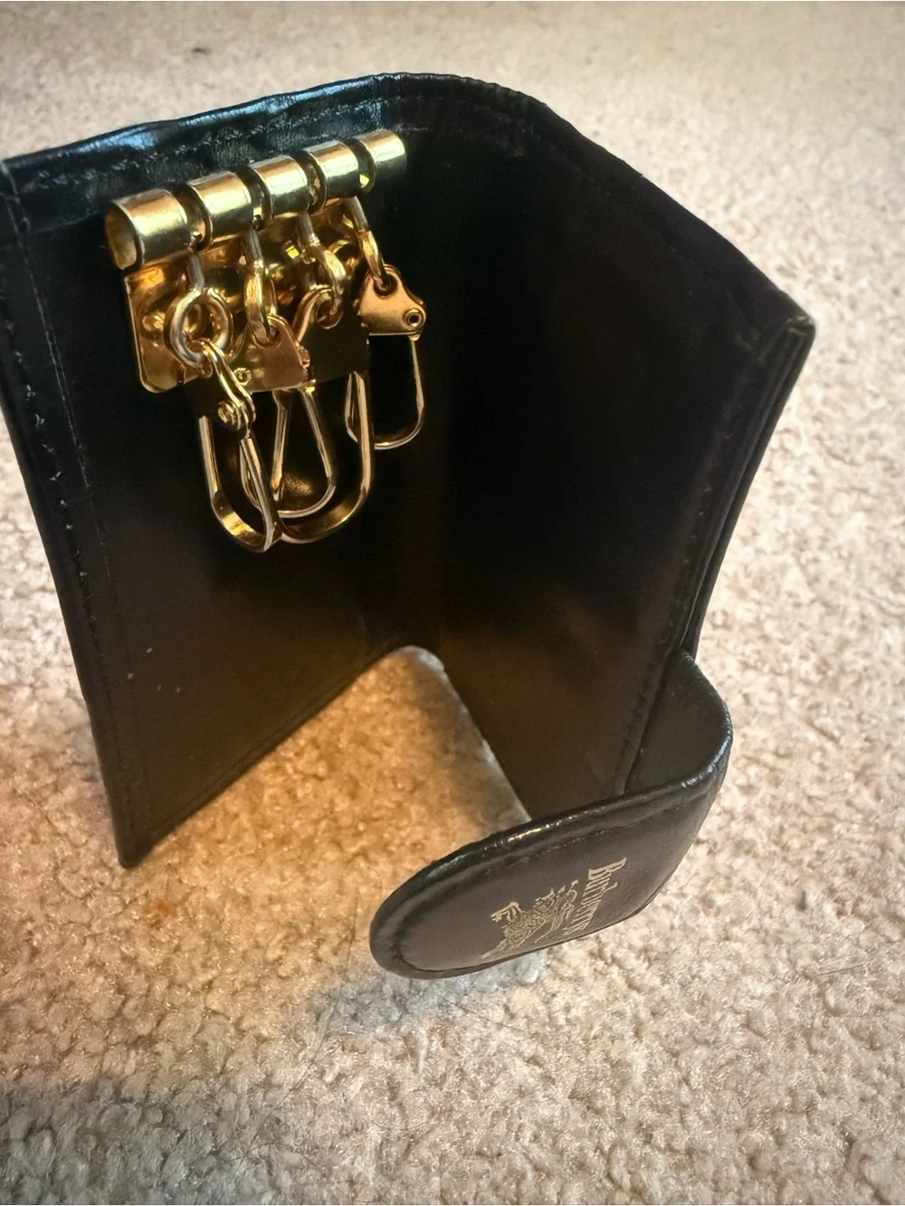 Burberrys Nova Check Leather Key Holder